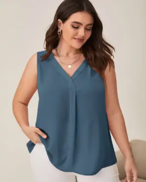 Sleeveless V Neck Top For Women