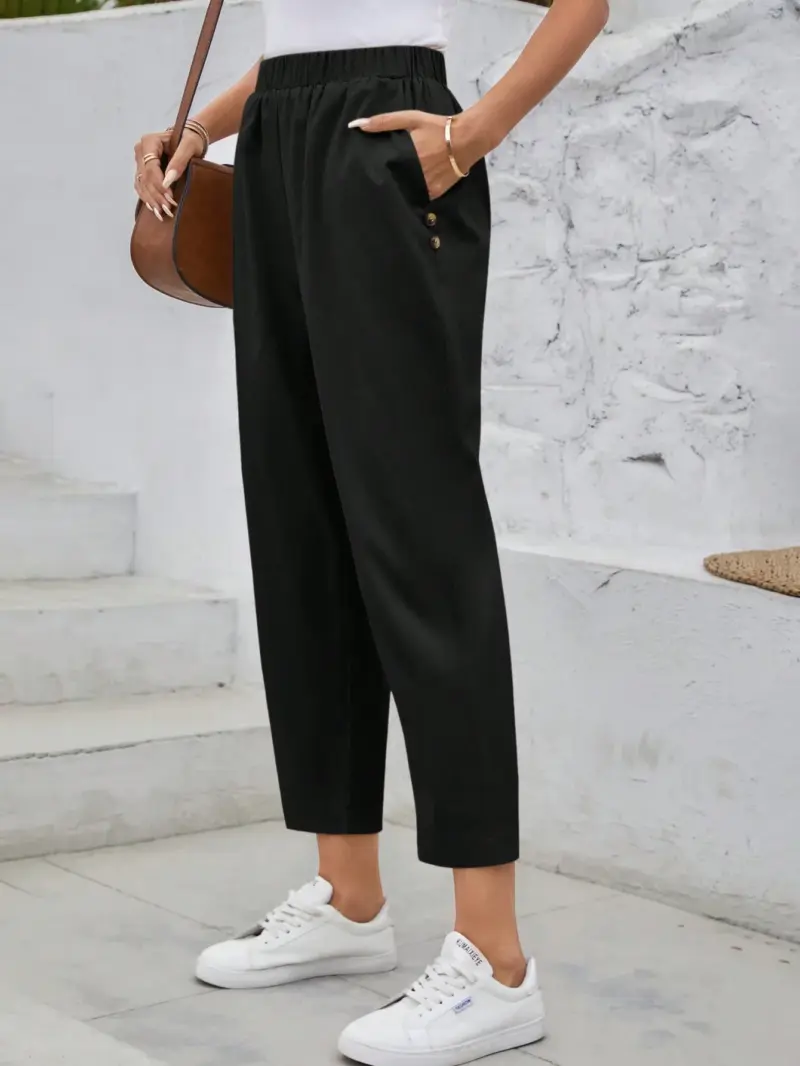 Women Casual Solid Color  Trousers - Image 7