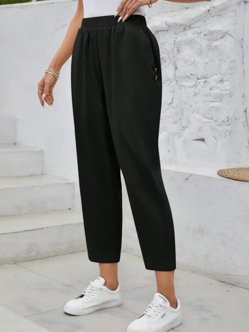 Women Casual Solid Color  Trousers - Image 8