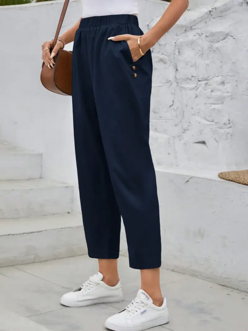 Women Casual Solid Color  Trousers - Image 5