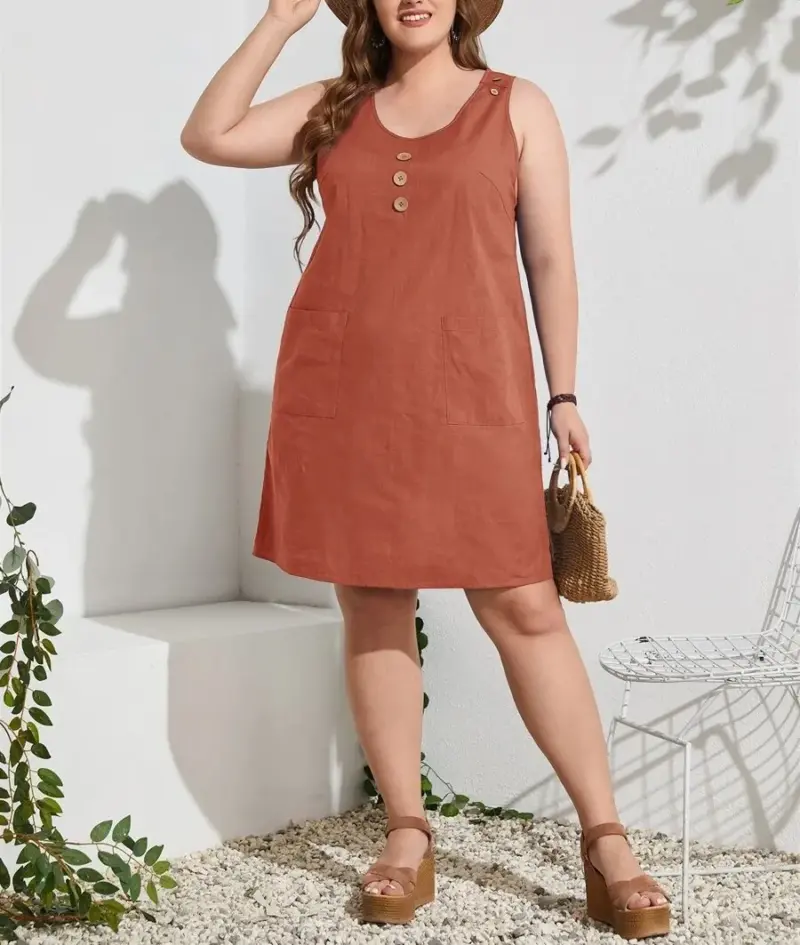 Comfortable Sleeveless Dress With Pockets - Image 7