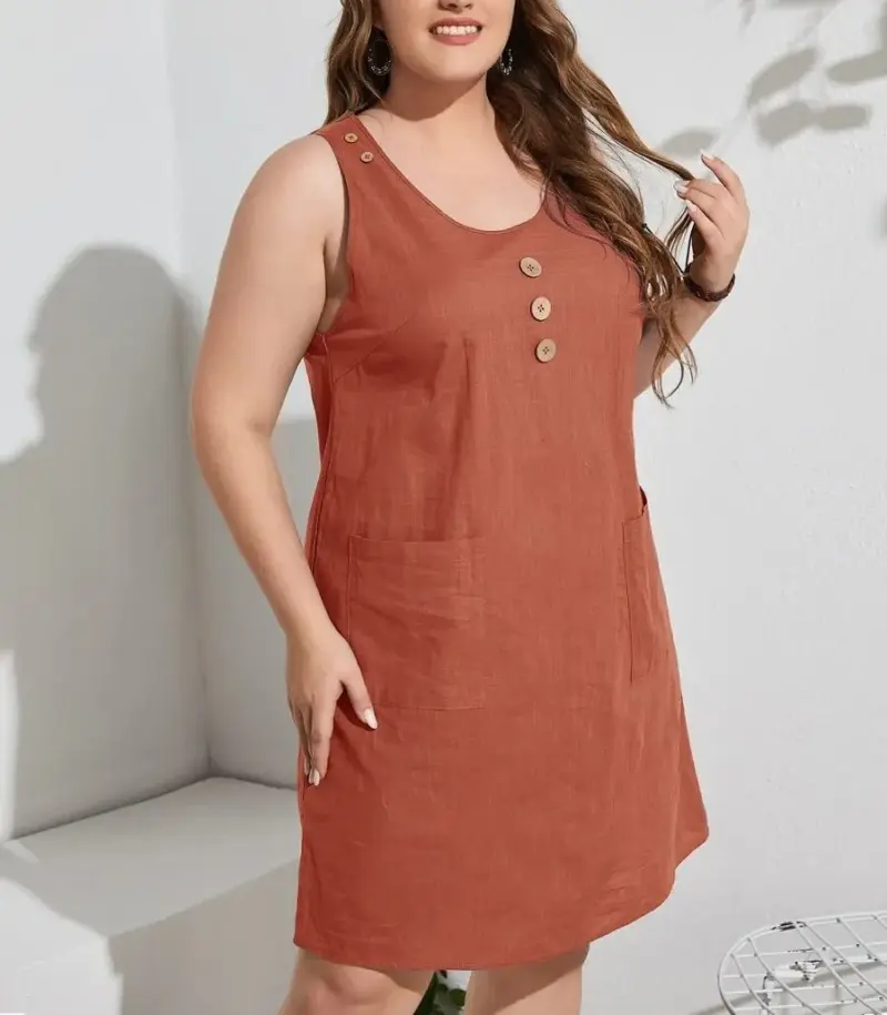 Comfortable Sleeveless Dress With Pockets - Image 9