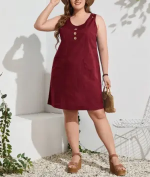 Comfortable Sleeveless Dress With Pockets
