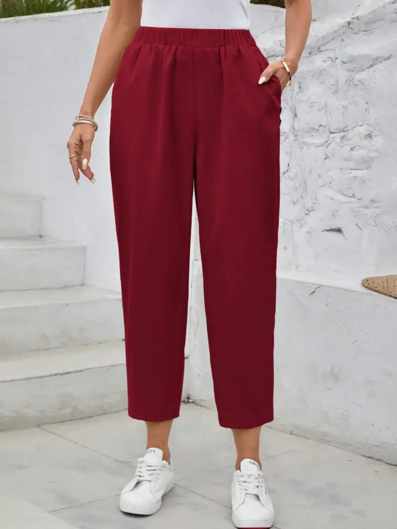 Women Casual Solid Color  Trousers - Image 9