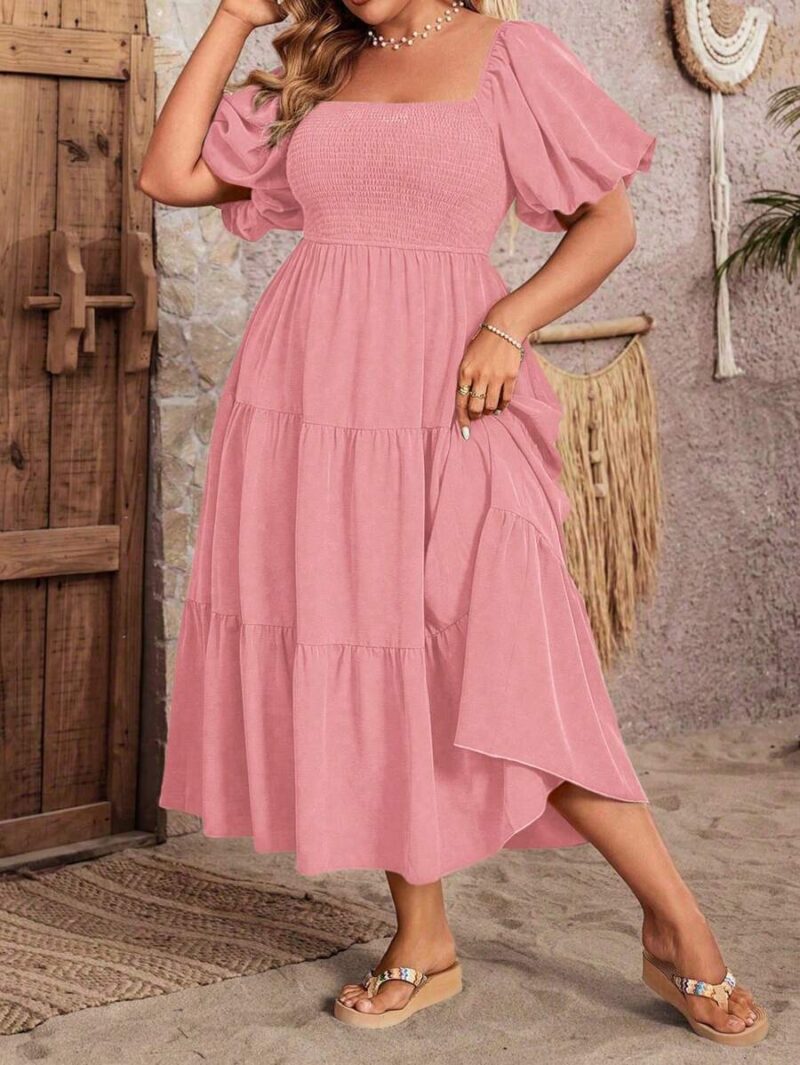 Lovshy Square Neck Ruffle Sleeve Dress - Image 2