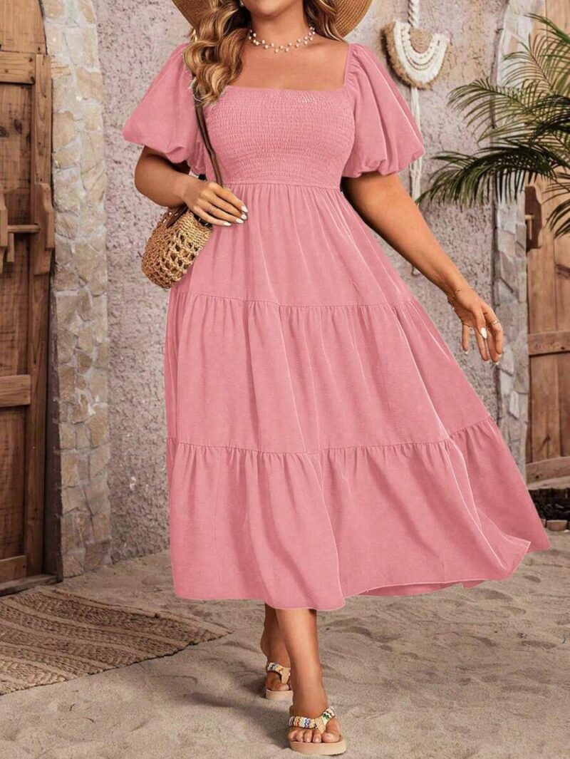 Lovshy Square Neck Ruffle Sleeve Dress