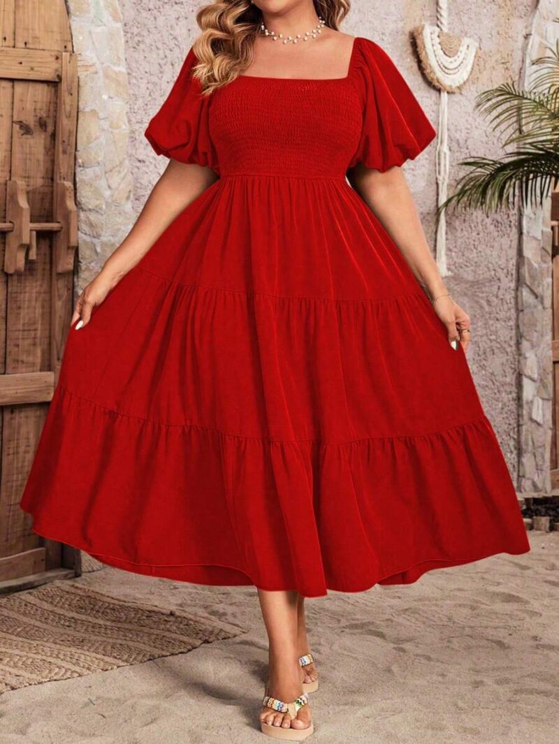 Lovshy Square Neck Ruffle Sleeve Dress - Image 9