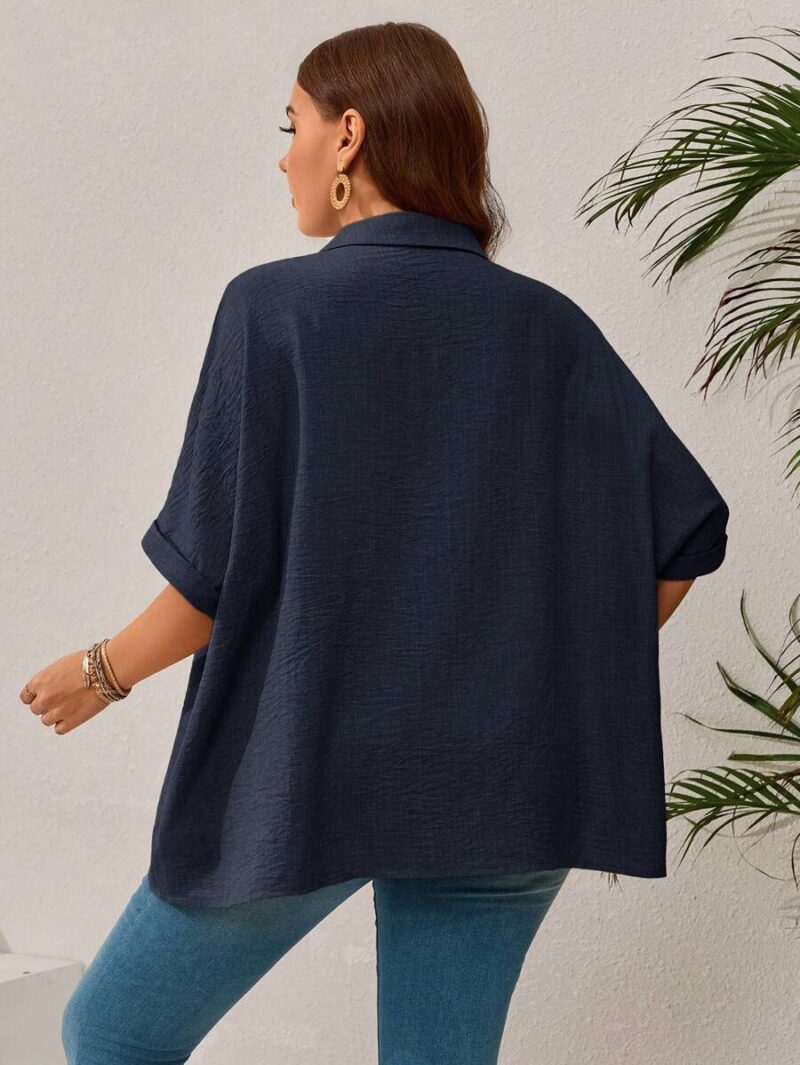 Lovshy Solid Color Batwing Sleeve Shirt - Image 18