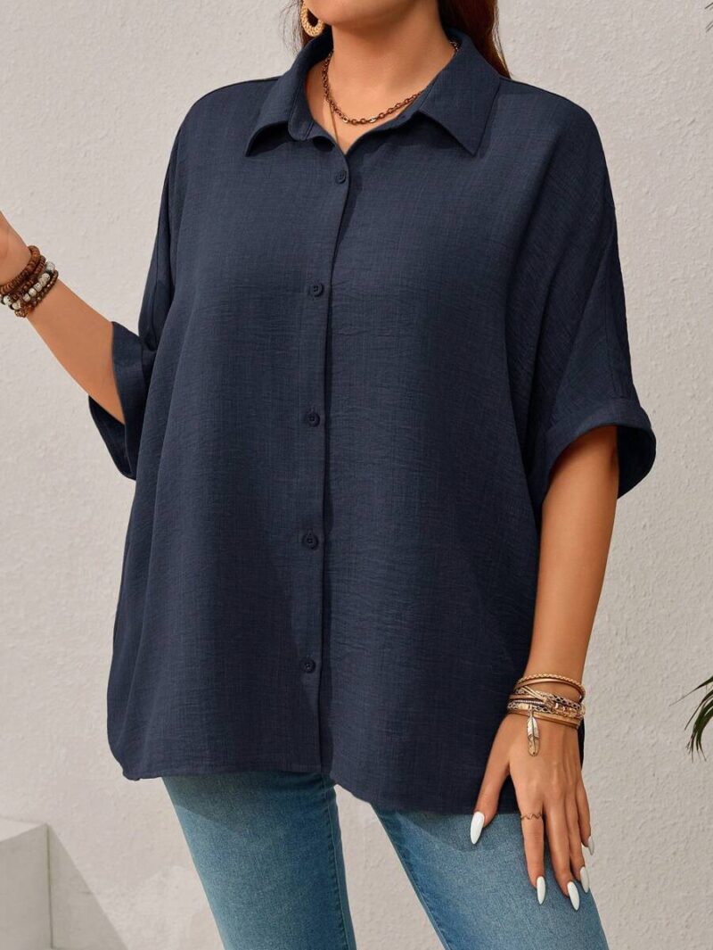 Lovshy Solid Color Batwing Sleeve Shirt - Image 17