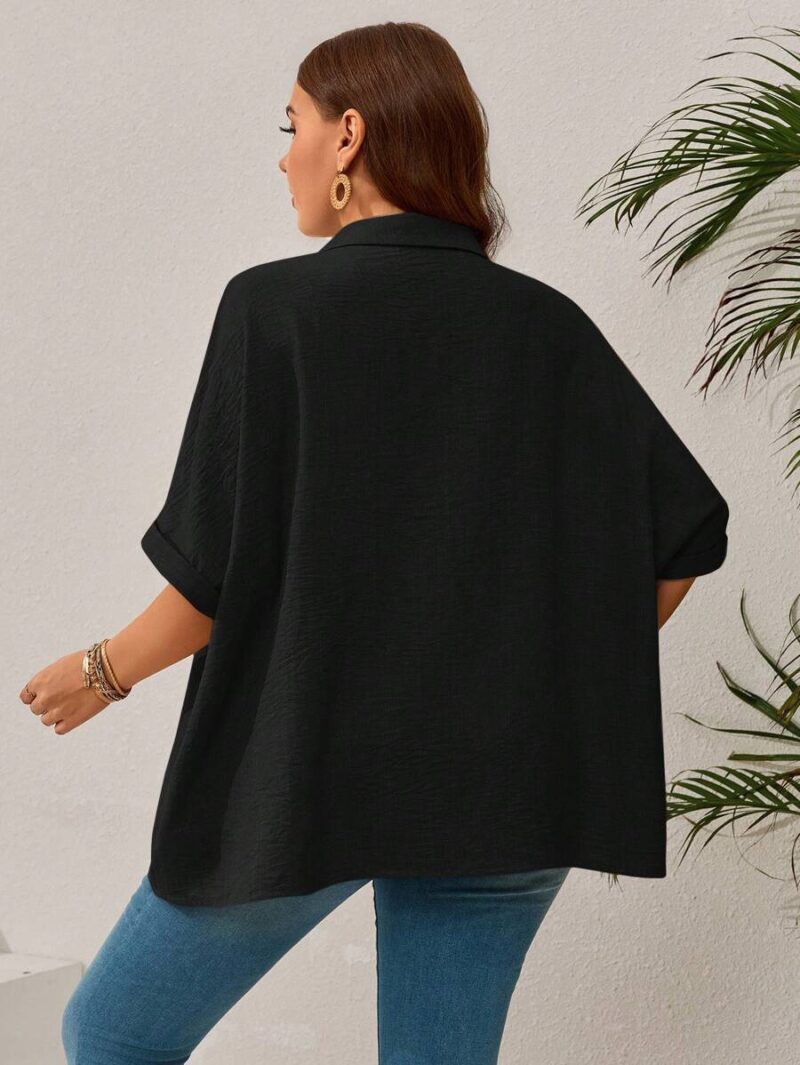 Lovshy Solid Color Batwing Sleeve Shirt - Image 9