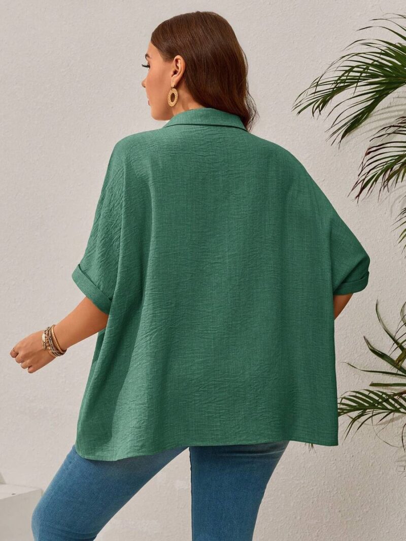 Lovshy Solid Color Batwing Sleeve Shirt - Image 15