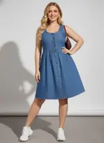 Lovshy Casual Sleeveless Denim Dress