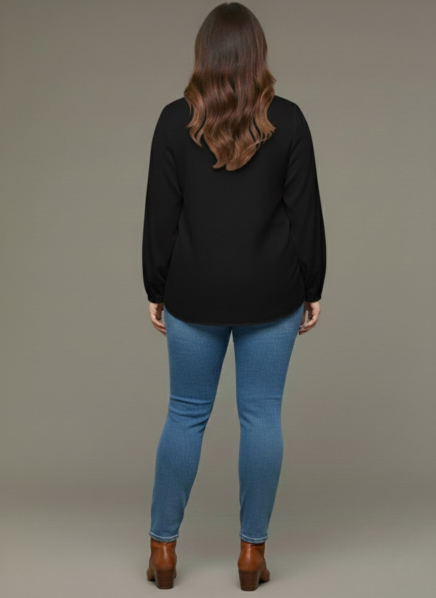 V Neck Lantern Sleeve Top New - Image 3