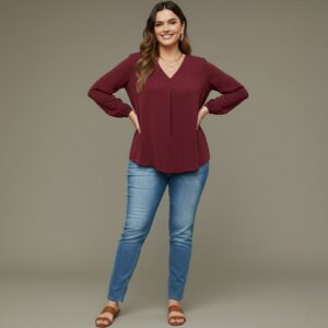 V Neck Lantern Sleeve Top New mn