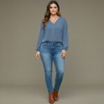 V Neck Lantern Sleeve Top New mn