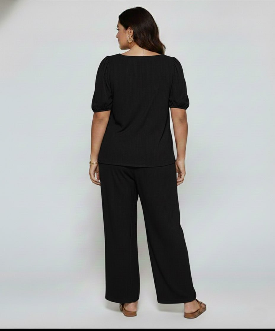 Elegant Solid Color Puff Sleeve Top And Pant Set kh NEW - Image 11