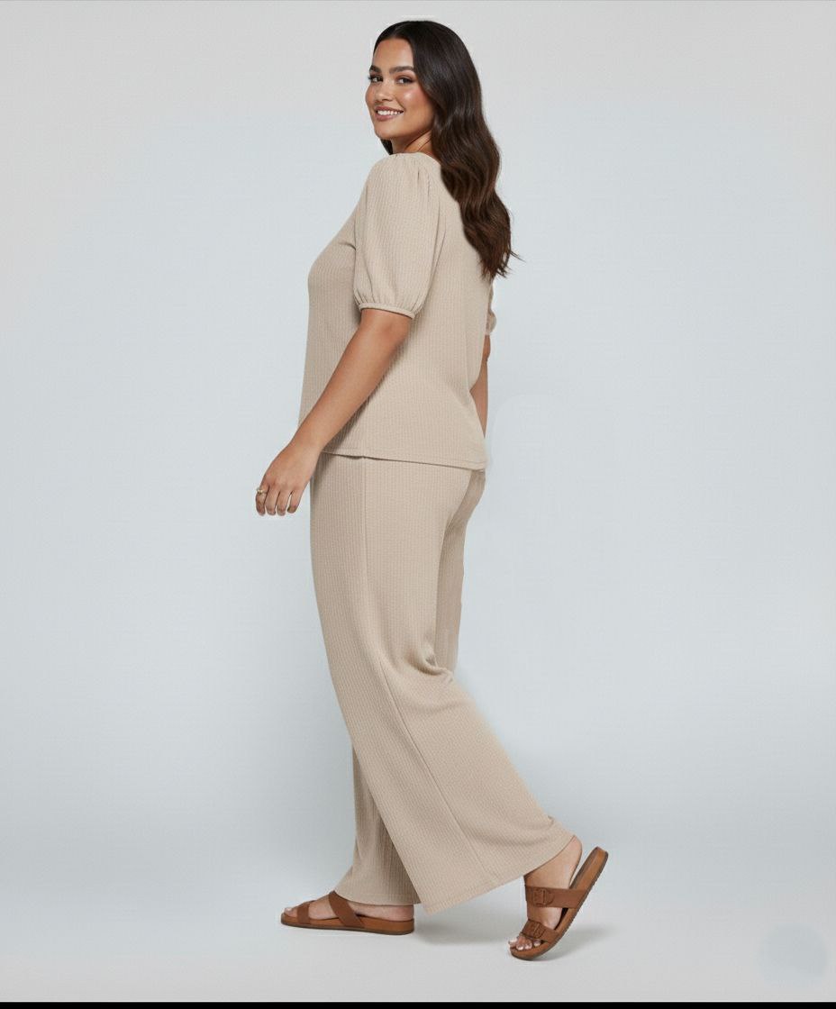 Elegant Solid Color Puff Sleeve Top And Pant Set kh NEW - Image 8