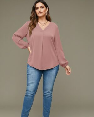 V Neck Lantern Sleeve Top New pn