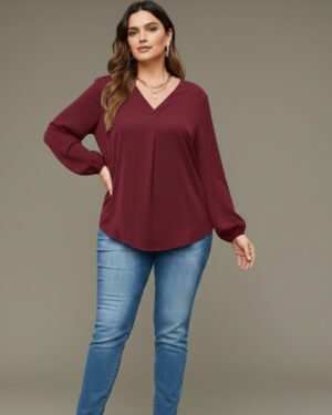 V Neck Lantern Sleeve Top New mn