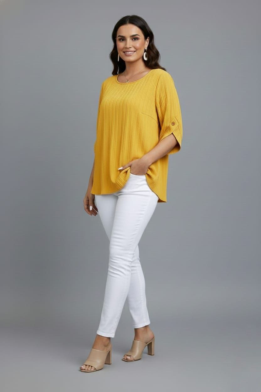 Round Neck Texture Fabric Top yl New - Image 33