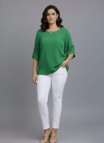 Round Neck Texture Fabric Top dg NEW