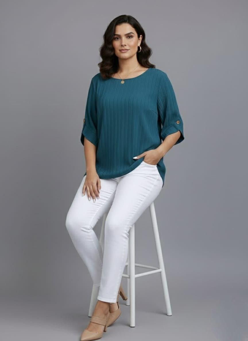 Round Neck Texture Fabric Top yl New - Image 7