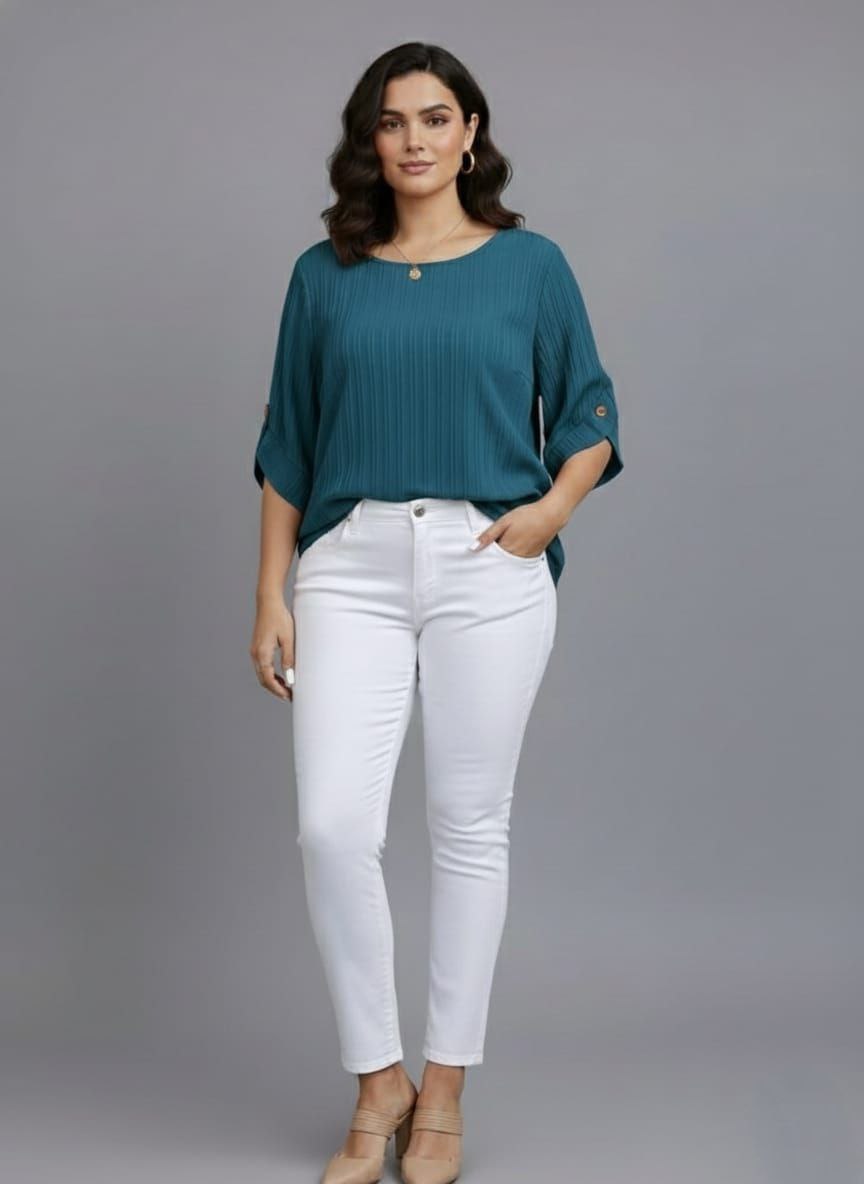 Round Neck Texture Fabric Top yl New - Image 6