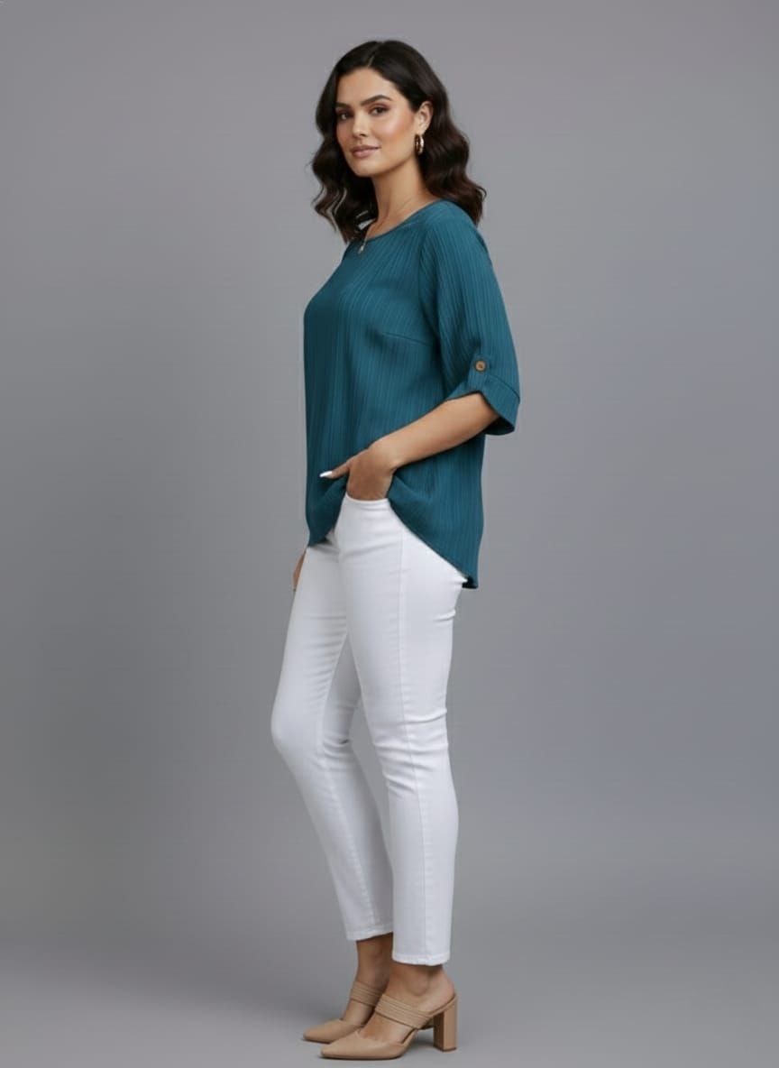 Round Neck Texture Fabric Top yl New - Image 9