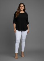 Round Neck Texture Fabric Top bk New