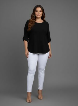 Round Neck Texture Fabric Top bk New