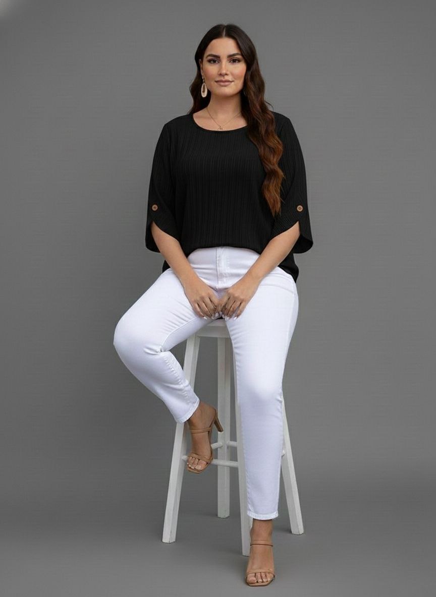 Round Neck Texture Fabric Top yl New - Image 38