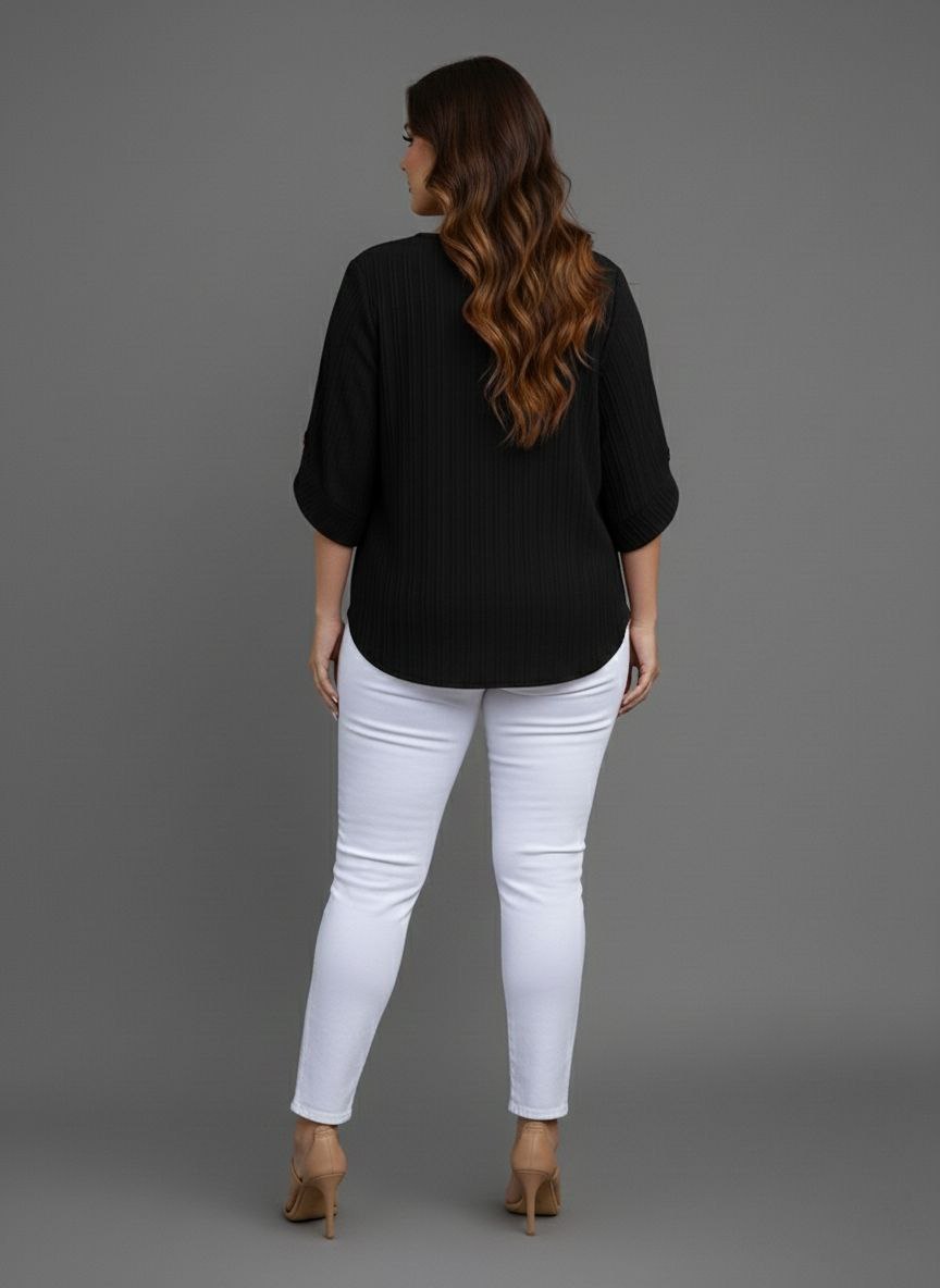 Round Neck Texture Fabric Top yl New - Image 37