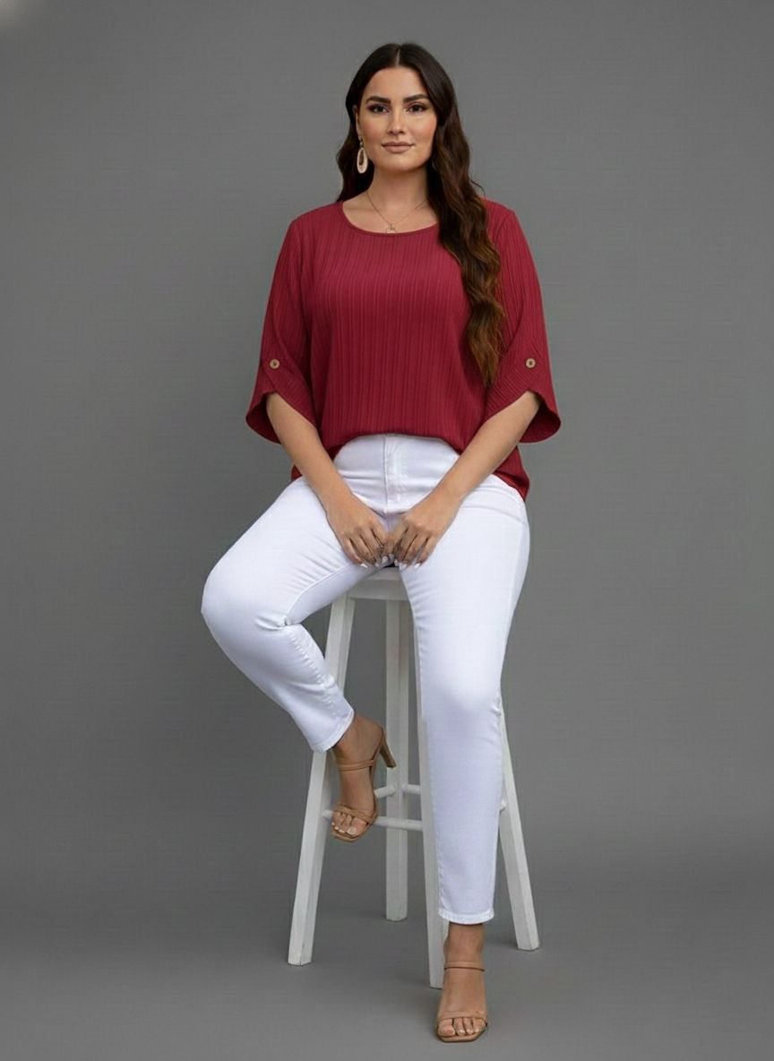 Round Neck Texture Fabric Top yl New - Image 25