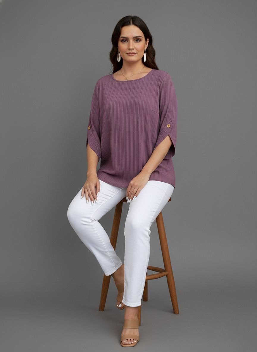 Round Neck Texture Fabric Top yl New - Image 4