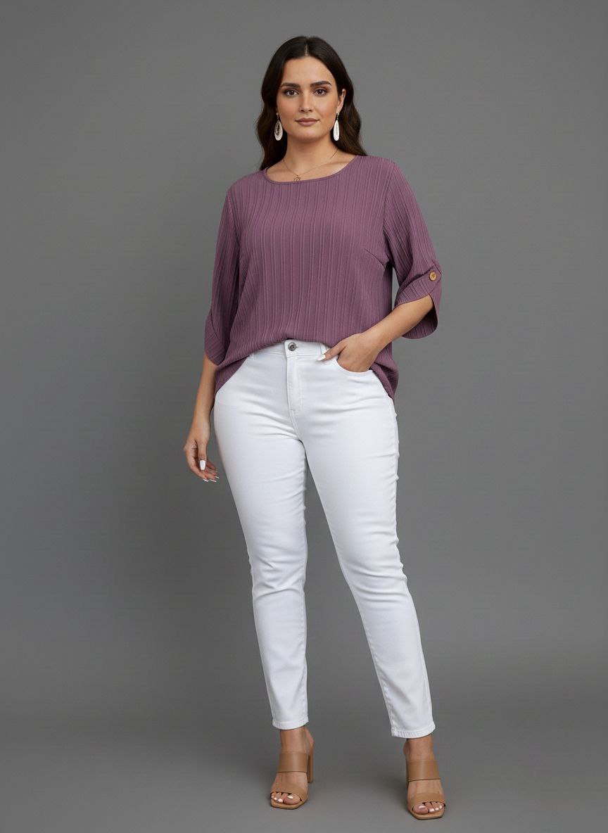 Round Neck Texture Fabric Top yl New - Image 5