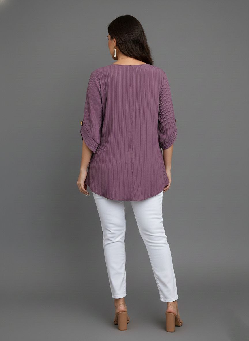 Round Neck Texture Fabric Top yl New - Image 3