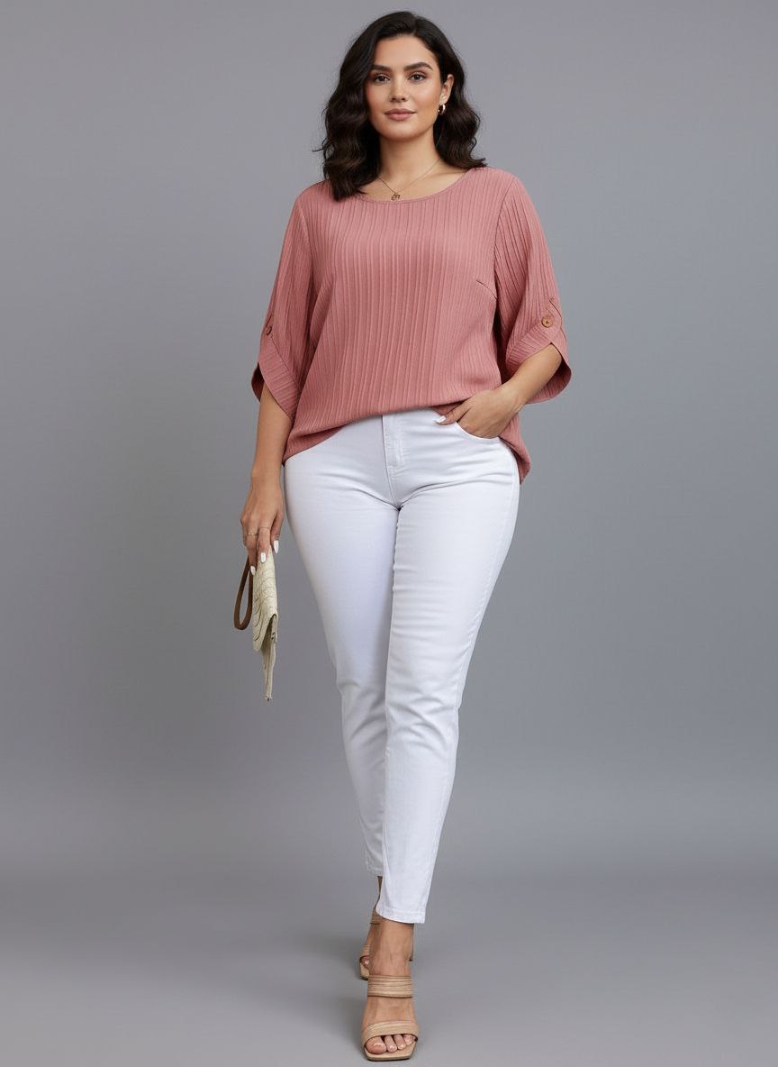 Round Neck Texture Fabric Top yl New - Image 26