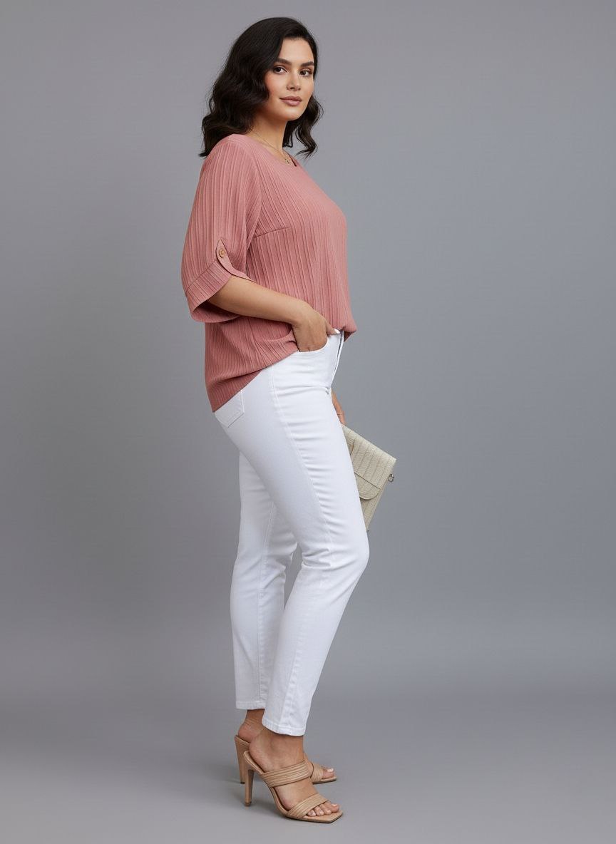 Round Neck Texture Fabric Top yl New - Image 27