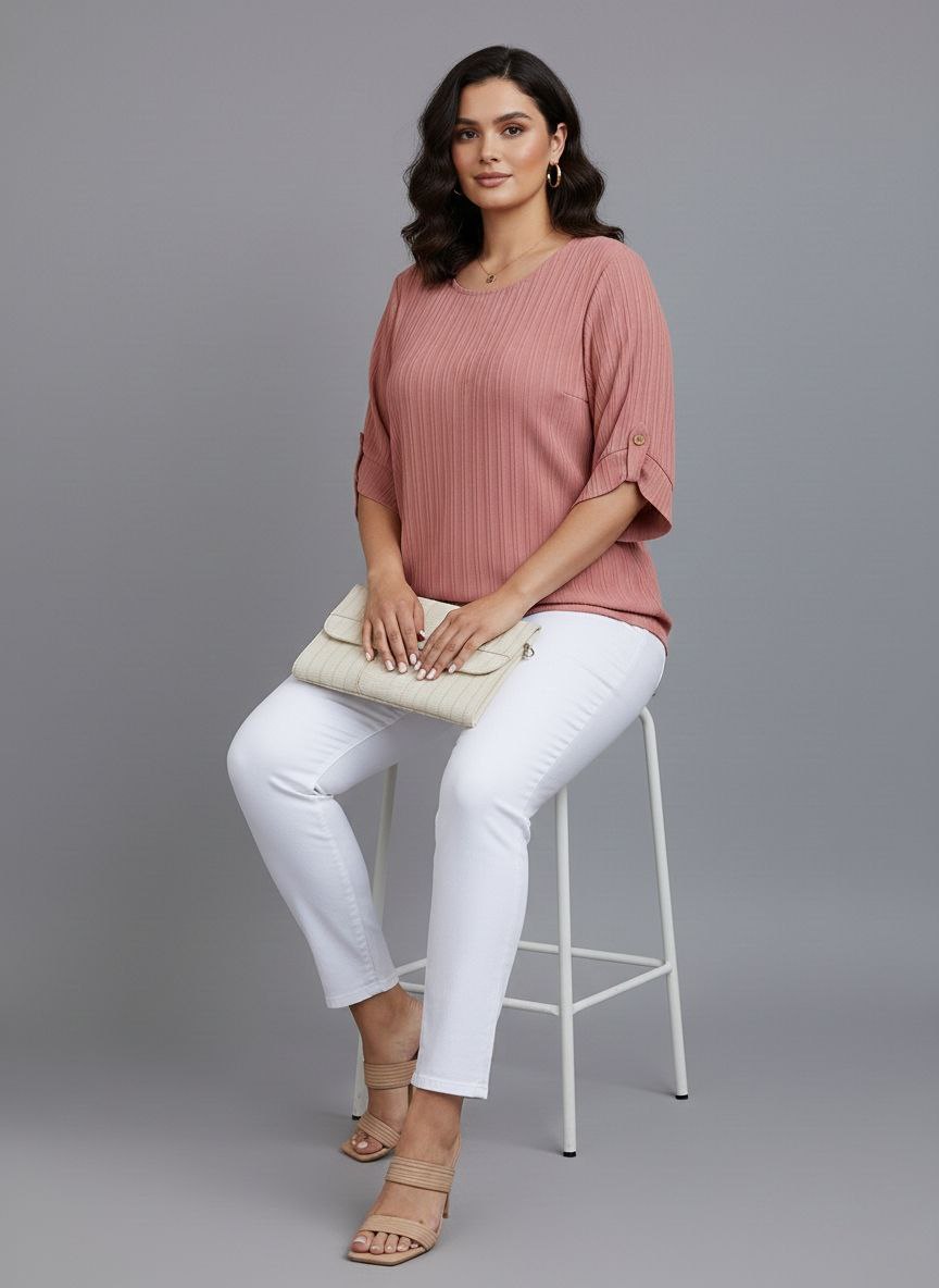 Round Neck Texture Fabric Top yl New - Image 29