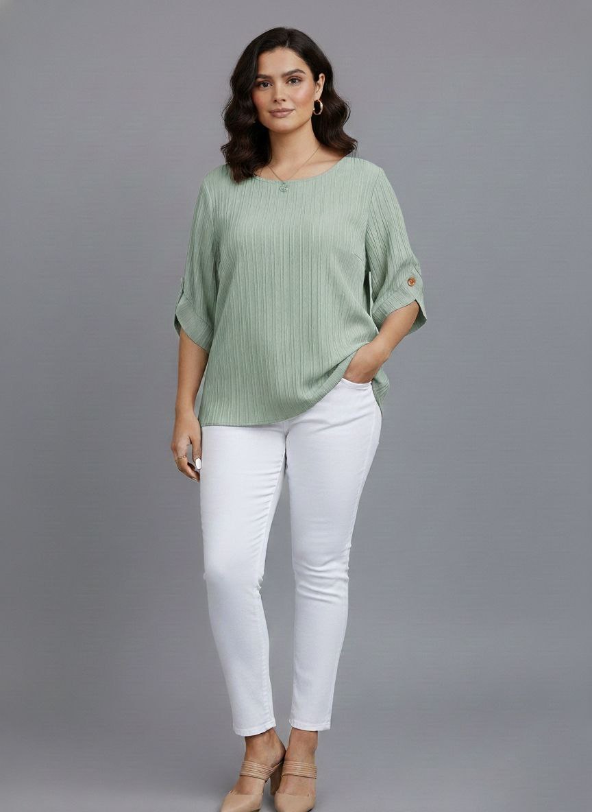 Round Neck Texture Fabric Top yl New - Image 16