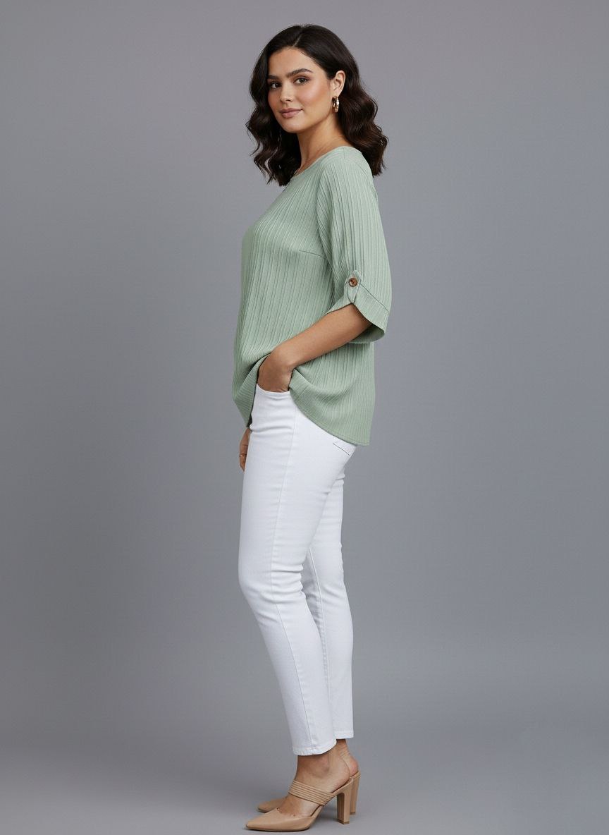 Round Neck Texture Fabric Top yl New - Image 17