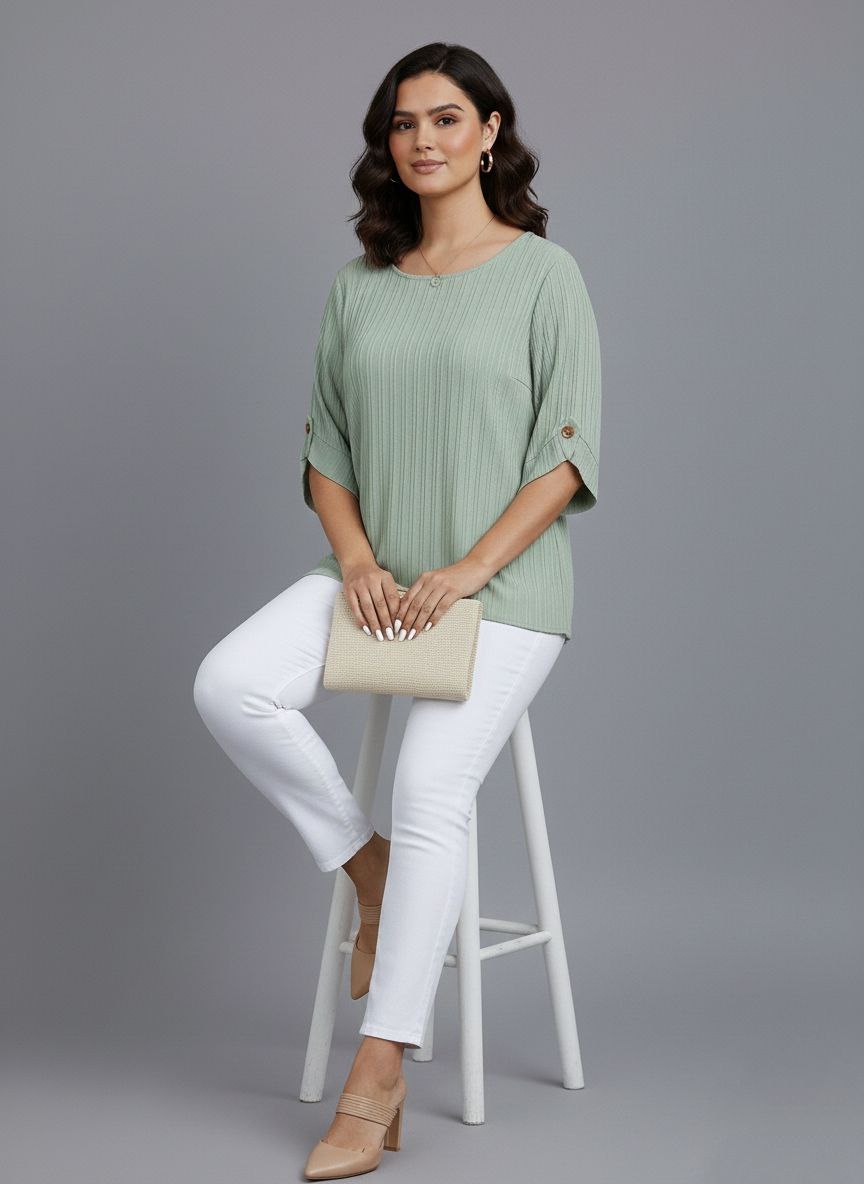 Round Neck Texture Fabric Top yl New - Image 19