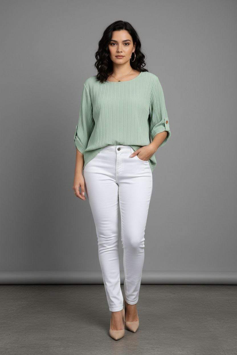 Round Neck Texture Fabric Top yl New - Image 20