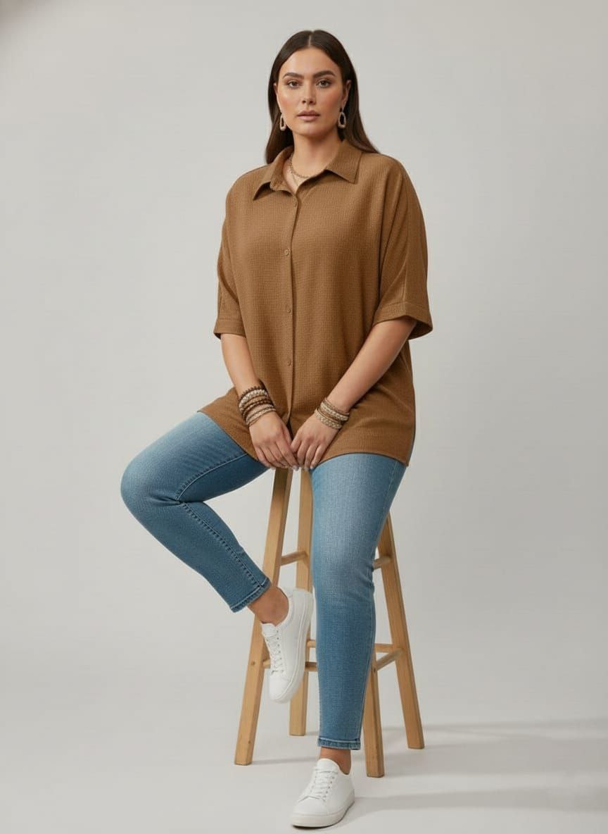 Lovshy Solid Color Batwing Sleeve Shirt Pn New - Image 19