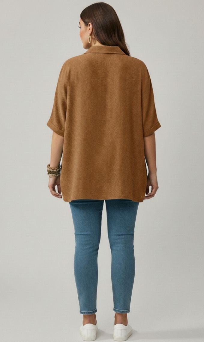 Lovshy Solid Color Batwing Sleeve Shirt Pn New - Image 17
