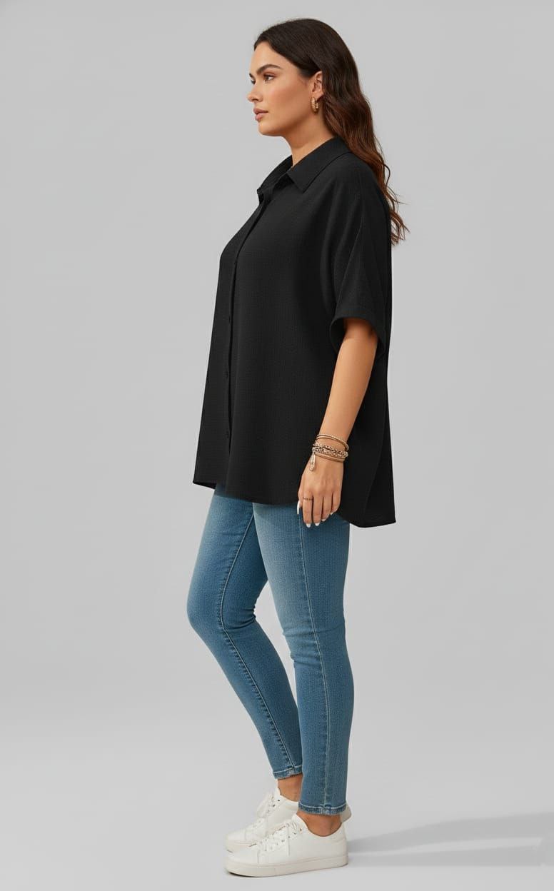 Lovshy Solid Color Batwing Sleeve Shirt Pn New - Image 13