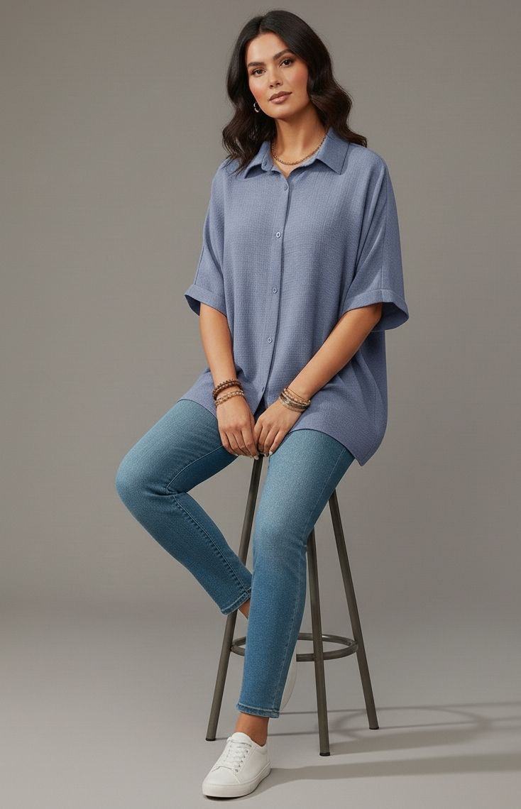 Lovshy Solid Color Batwing Sleeve Shirt Pn New - Image 7