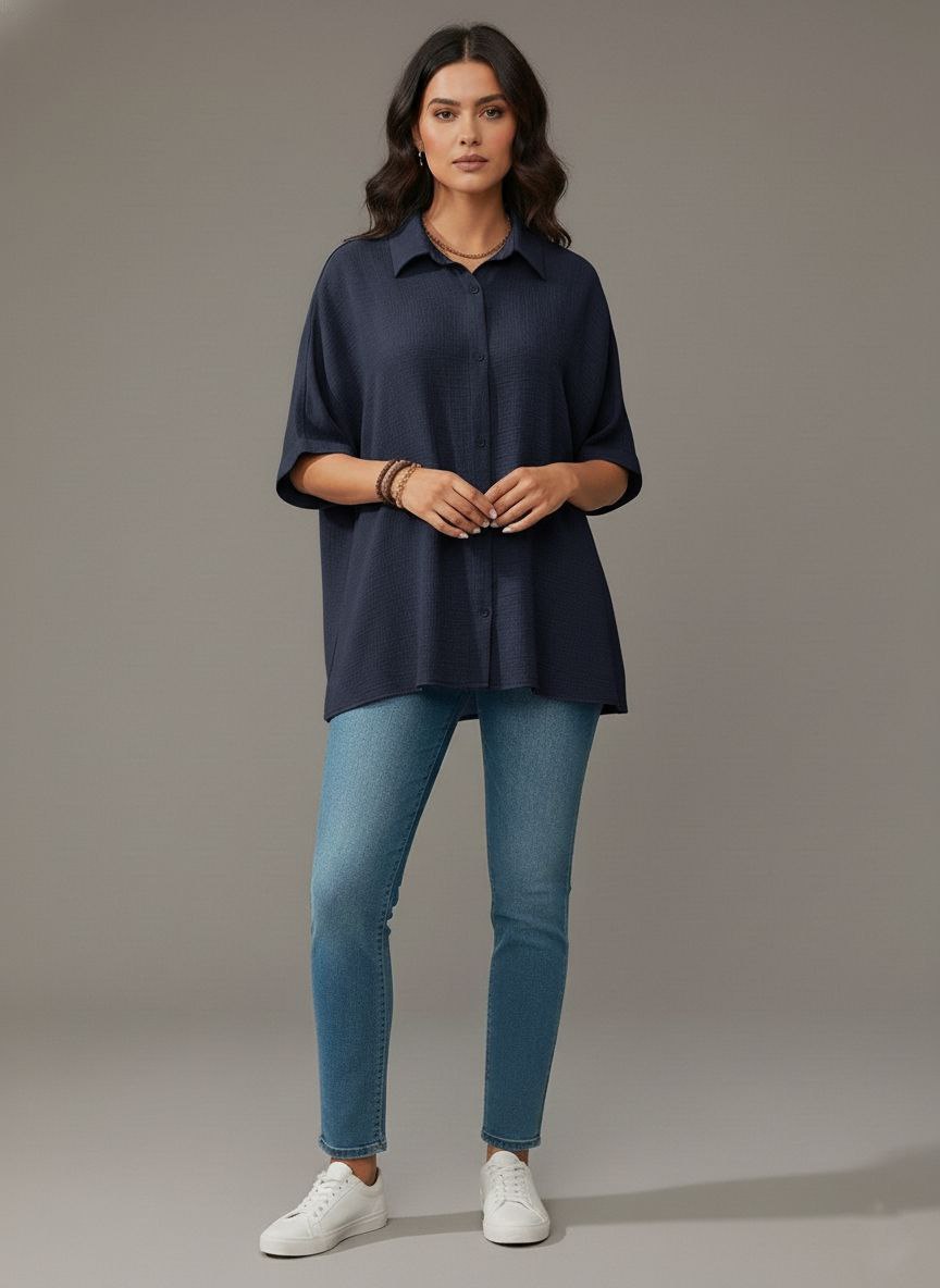 Lovshy Solid Color Batwing Sleeve Shirt Pn New - Image 24