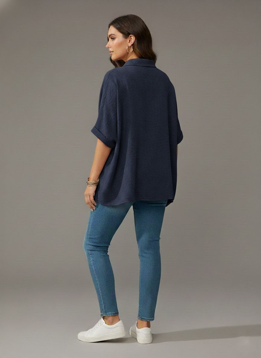 Lovshy Solid Color Batwing Sleeve Shirt Pn New - Image 26