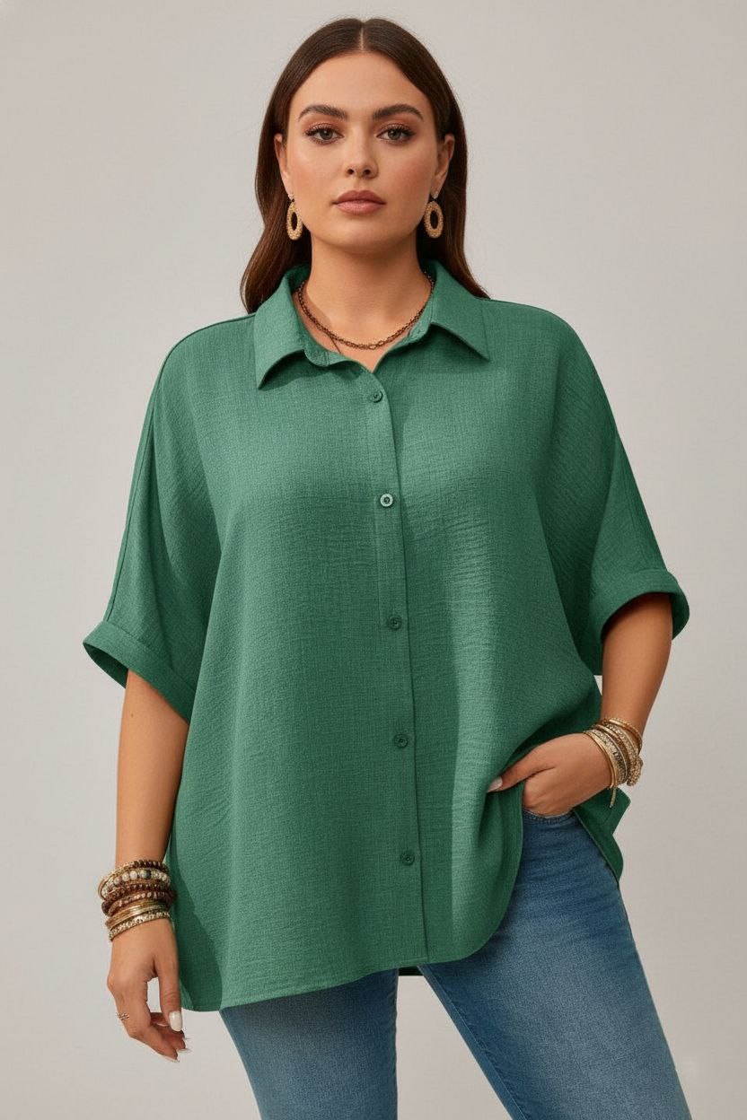 Lovshy Solid Color Batwing Sleeve Shirt Pn New - Image 20